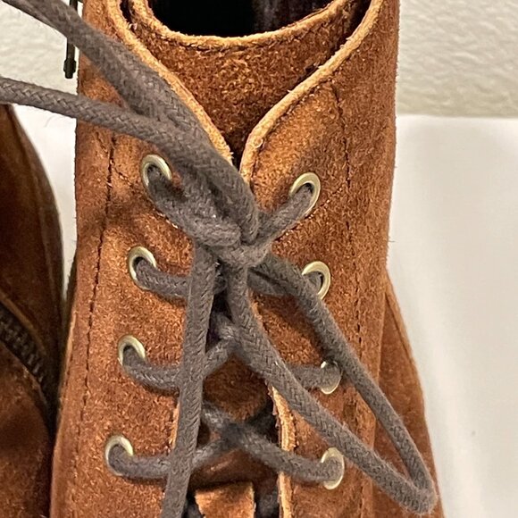 (NEW) BORN Distressed Suede Side Zip Lace Up Ankle Boot, Brown Rust - 11 M - Picture 7 of 15